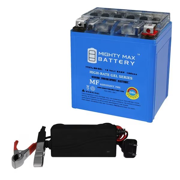 YTX7L-BS GEL Replacement Battery for Tytaneum YTX7L YTX7L-BS With 12V 1Amp Charger, Mighty Max Battery, Mfr#: MAX3955846
